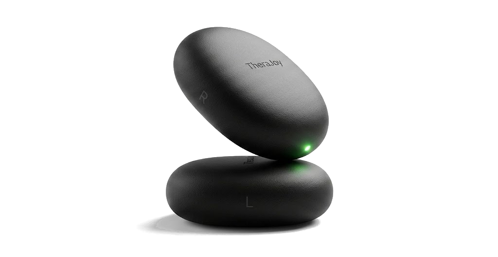 TheraJoy Pebble — pair of matte black haptic stones